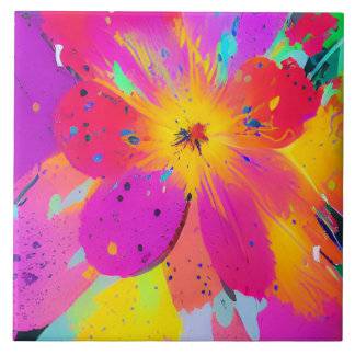 Abstract Multi Coloured Flower Tile
