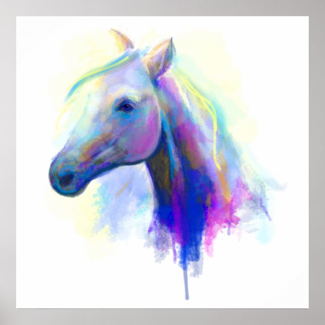 Abstract multi-coloured head horse poster (Front)