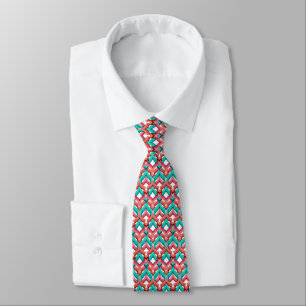Abstract multi-coloured ornament turquoise orange tie