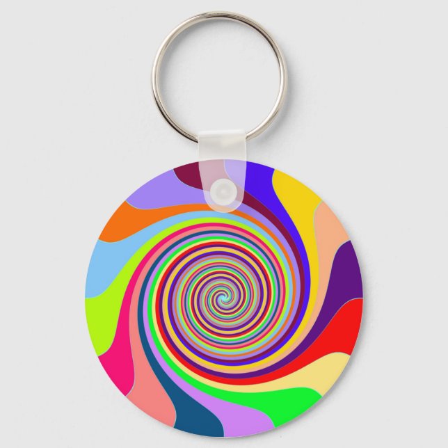 Abstract Multi-coloured Swirl Key Chain (Front)