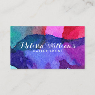 Abstract Multi-Coloured Watercolors Makeup Artist Business Card