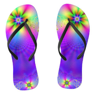 Abstract multi flower fantasy flip flops