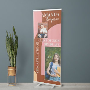 Abstract Multi Photo Class of 2025 Graduation  Retractable Banner