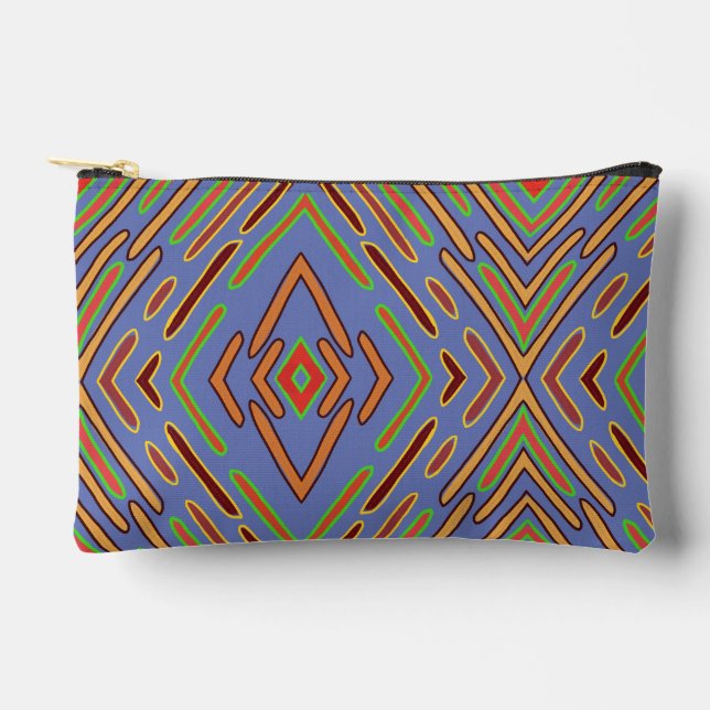 Abstract Multicolor Blue Pattern Accessory Pouch (Front)