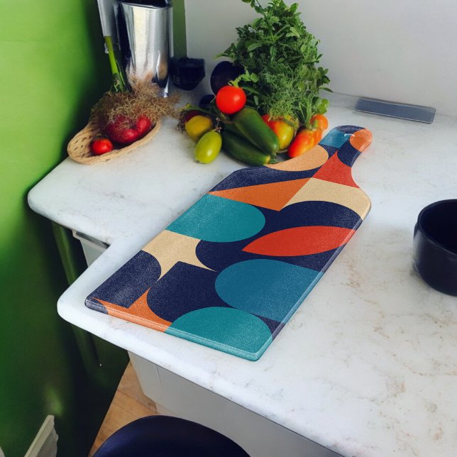 Abstract Multicolor Geometric Shapes Pattern Cutting Board (Chopping Board)