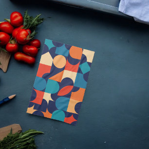 Abstract Multicolor Geometric Shapes Pattern Tea Towel