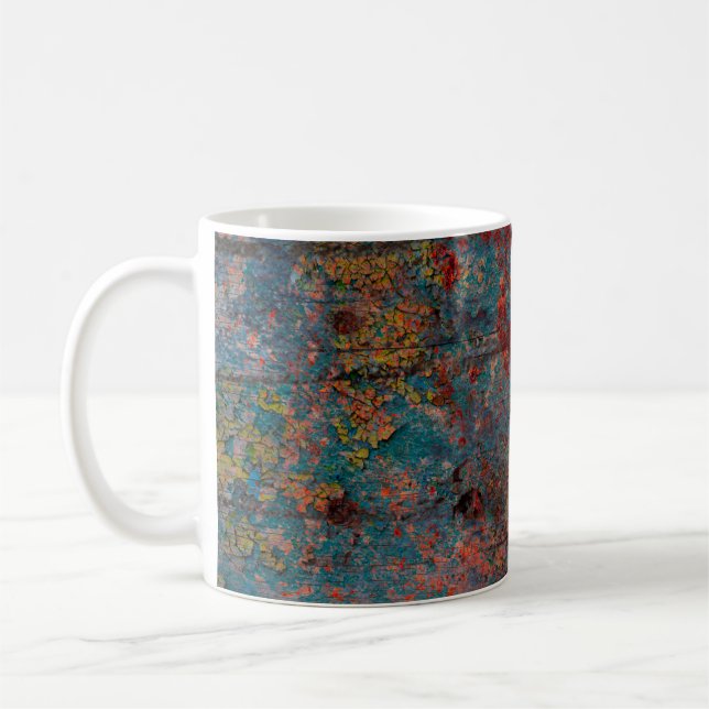 Abstract multicolor grunge background with abstrac coffee mug (Left)
