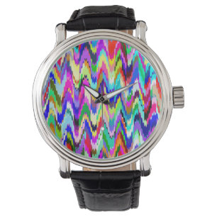 Abstract Multicolor Mosaic Pattern Watch