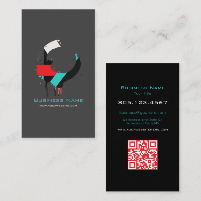 Abstract Multicolor Paint Swirl Design – Custom Business Card (Front/Back)