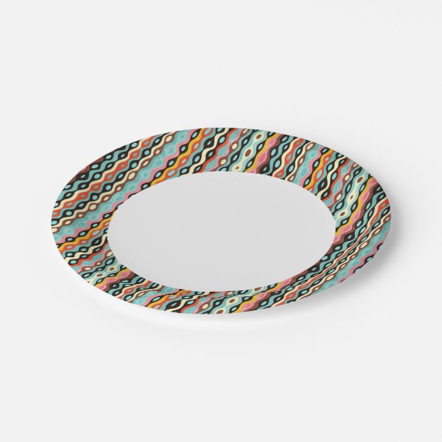 Abstract multicolor pattern paper plate (Angled)