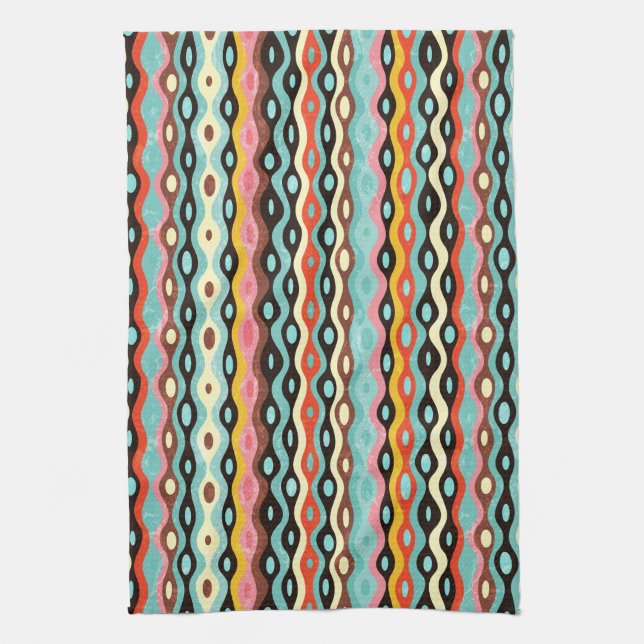 Abstract multicolor pattern tea towel (Vertical)