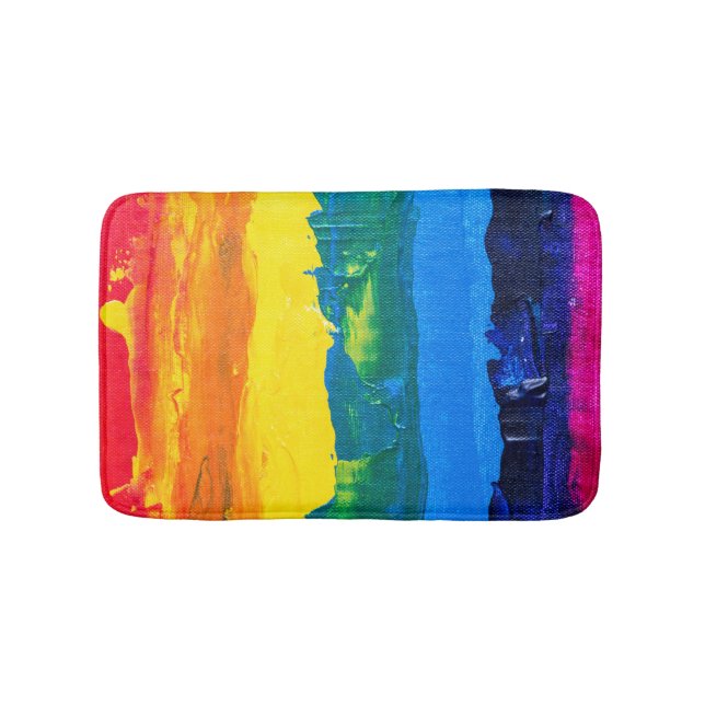Abstract Multicolor Stripe Design Bath Mat (Front)