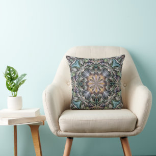 Abstract Multicolor Succulent Garden Rosette Cushion