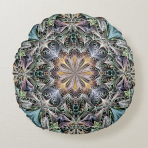 Abstract Multicolor Succulent Garden Rosette Round Cushion