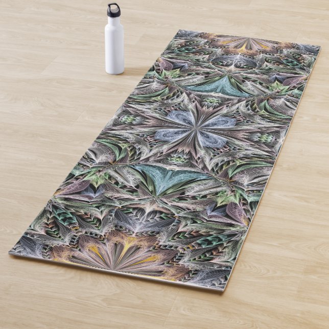 Abstract Multicolor Succulent Garden Rosette Yoga Mat (In Situ)