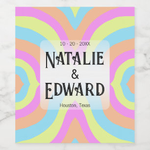 Abstract Multicolor Wedding Wine Label