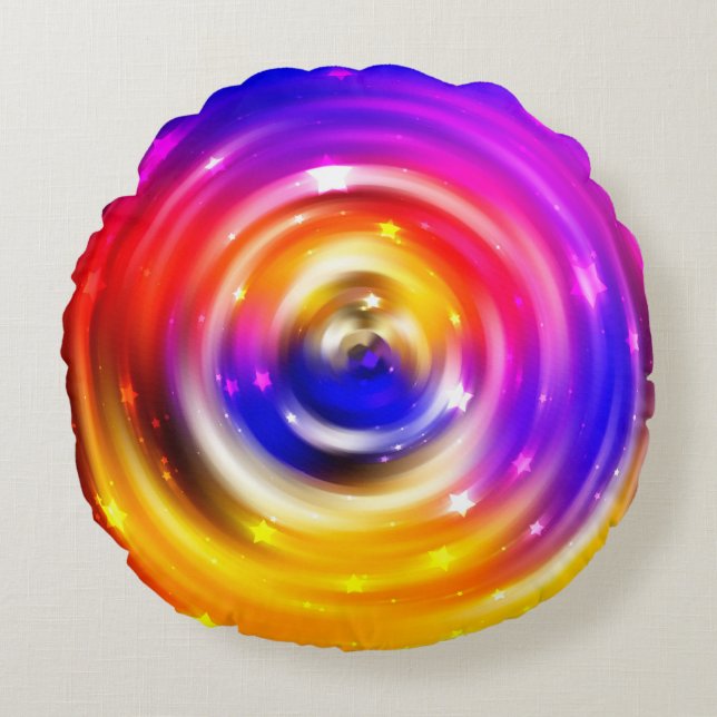 abstract multicolored background. brilliant circle round cushion (Front)