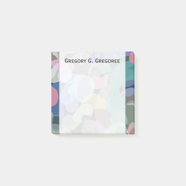 Abstract Multicolored Blotch Pattern + Custom Name Post-it Notes (Front)