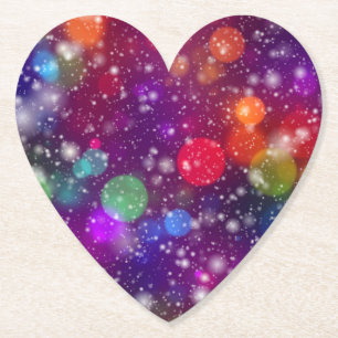 Abstract Multicolored Bokeh  Paper Coaster