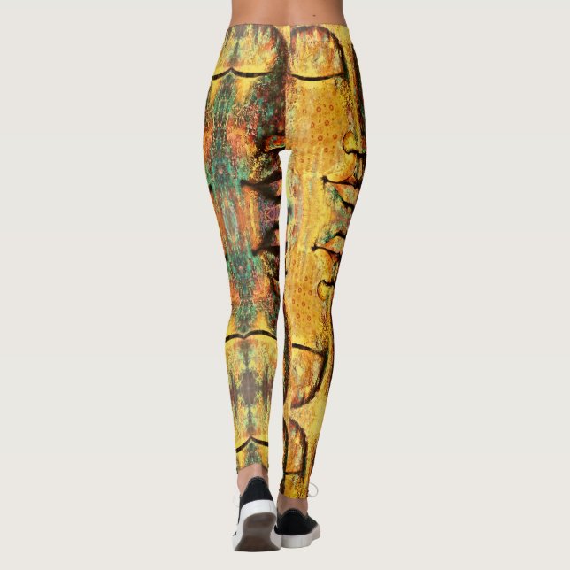 Abstract Multicolored Face Art Leggings (Back)