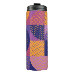 Abstract Multicolored Geometric Vintage Pattern Thermal Tumbler