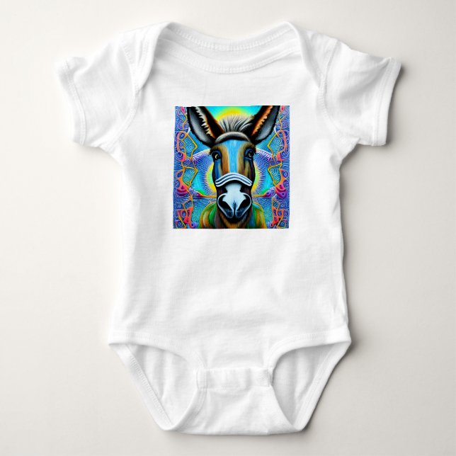 Abstract Multicolored Little Donkey Baby Bodysuit (Front)