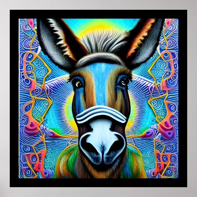 Abstract Multicolored Little Donkey Poster (Front)