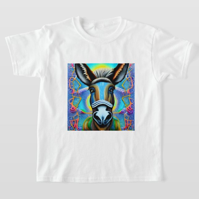 Abstract Multicolored Little Donkey T-Shirt (Laydown)