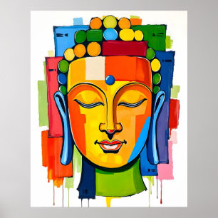 Abstract Multicolored Modern Art Buddha Painting Poster