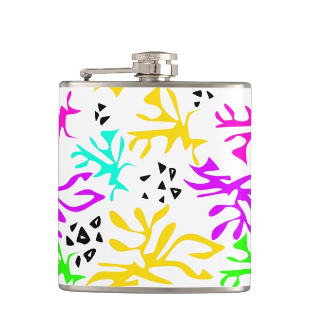 Abstract multicolored neon pattern  hip flask (Front)