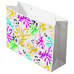 Abstract multicolored neon pattern large gift bag