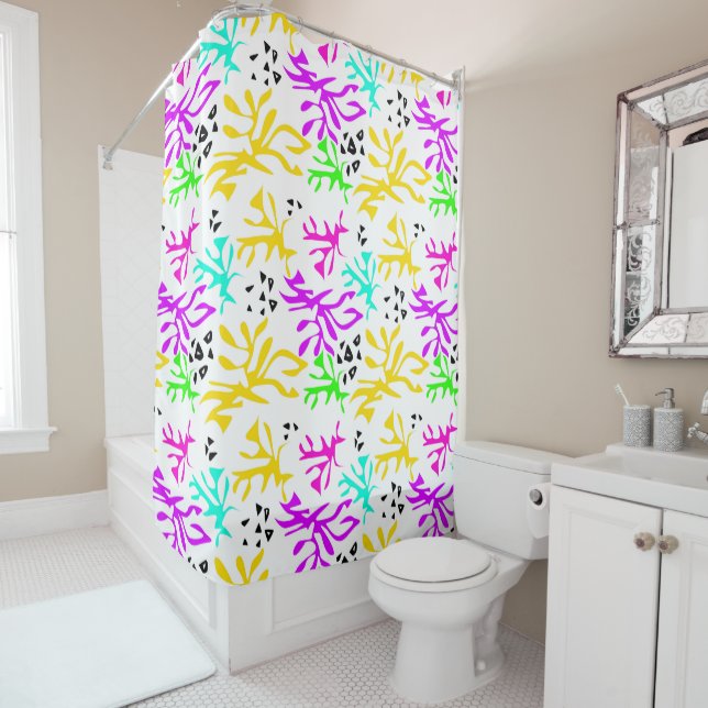 Abstract multicolored neon pattern  shower curtain (In Situ)