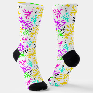 Abstract multicolored neon pattern socks