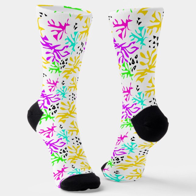 Abstract multicolored neon pattern  socks (Angled)