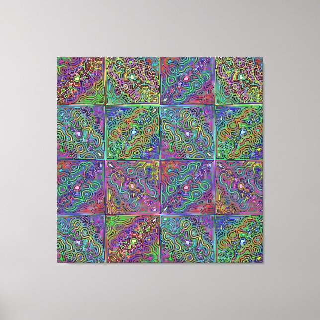 abstract multicolored neon tile design canvas print (Front)