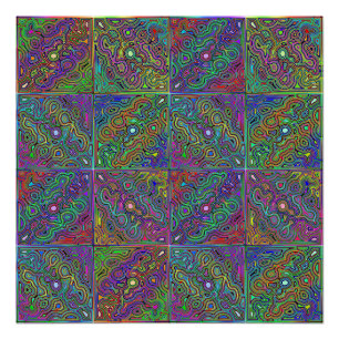 abstract multicolored neon tile design poster