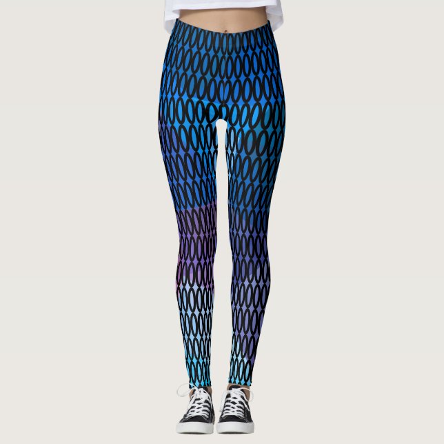 Abstract, multicolored pattern, mesh pattern, lace leggings (Front)