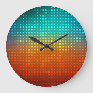 Abstract multicolored soccer, artistic lights. large clock