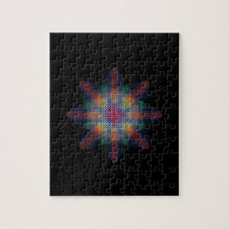 Abstract Multicolored Star on Solid Black Jigsaw Puzzle