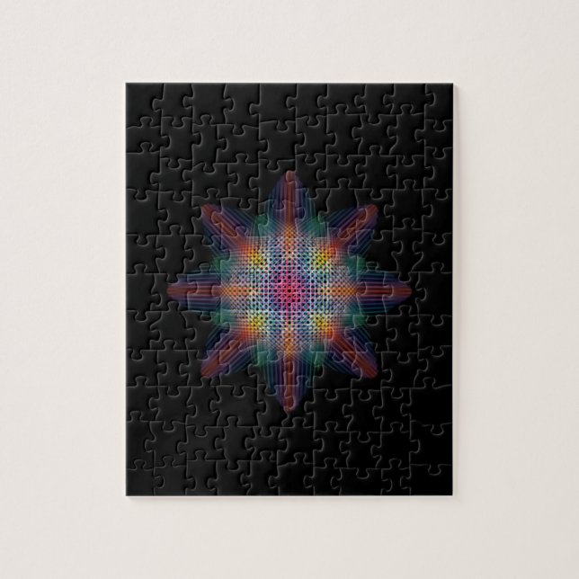 Abstract Multicolored Star on Solid Black Jigsaw Puzzle (Vertical)