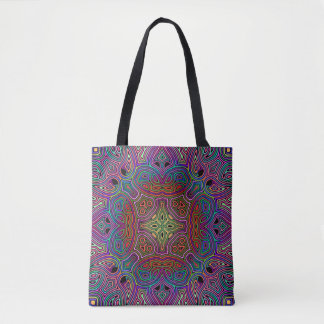 abstract multicolored tile design tote bag