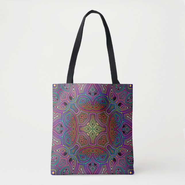 abstract multicolored tile design tote bag (Front)