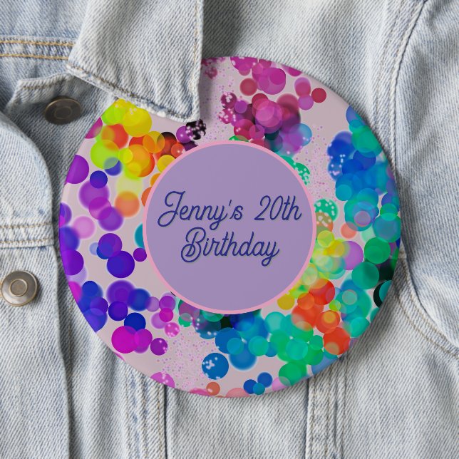 Abstract Multicolour Happy Birthday Bokeh  6 Cm Round Badge (In Situ)