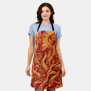 Abstract Mushroom Fire Red Watercolor Apron