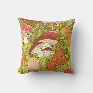 Abstract Mushroom Forest: Artistic Pattern Cushion