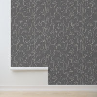 Abstract Mushroom Line Art on Grey