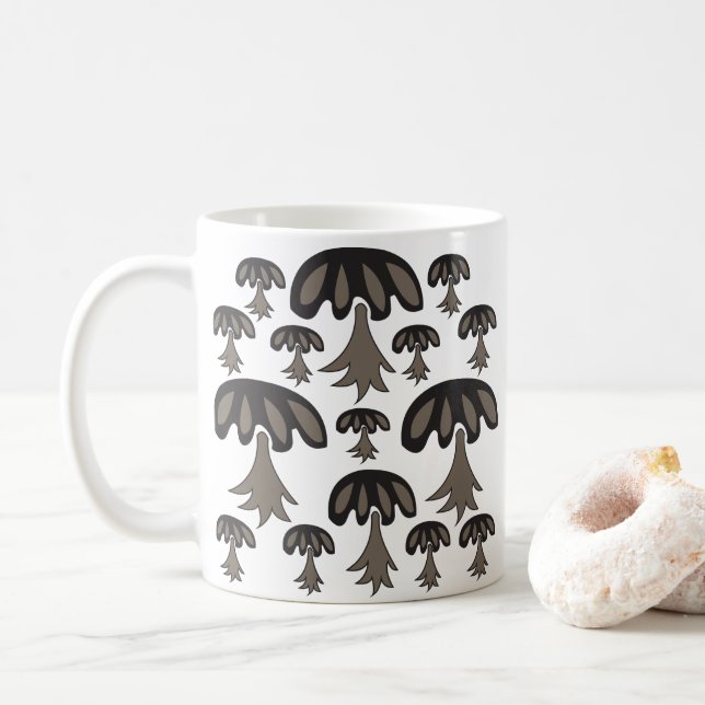 Abstract Mushroom Pattern Coffee Mug (With Donut)