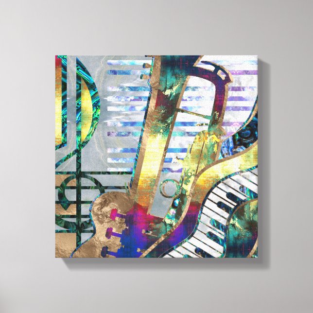 Abstract Music Art Collage - mixed media #1 Canvas Print (Front)