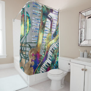 Abstract Music Art Collage - mixed media #1 Shower Curtain