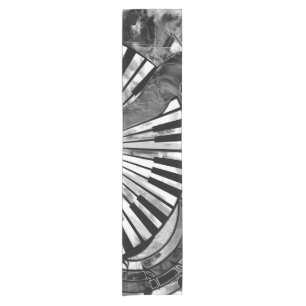 Abstract Music Art - Grayscale Mixed Textures Short Table Runner